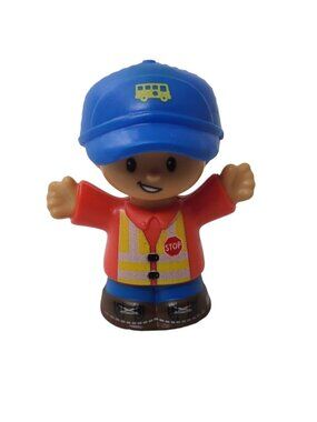 Fisher Price Little People School Bus Driver Figure Safety Vest  Blue Hat 2016
